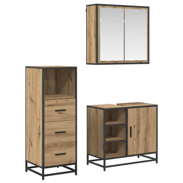 Badrumsmöbelset med låda 3 pcs Artisan Ek Konstruerat trä