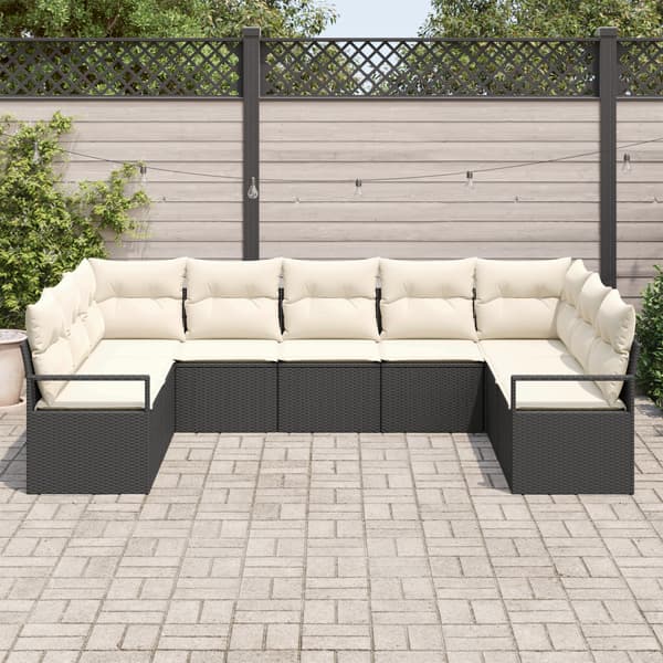 Soffset med kudde 9 pcs Svart konstrotting