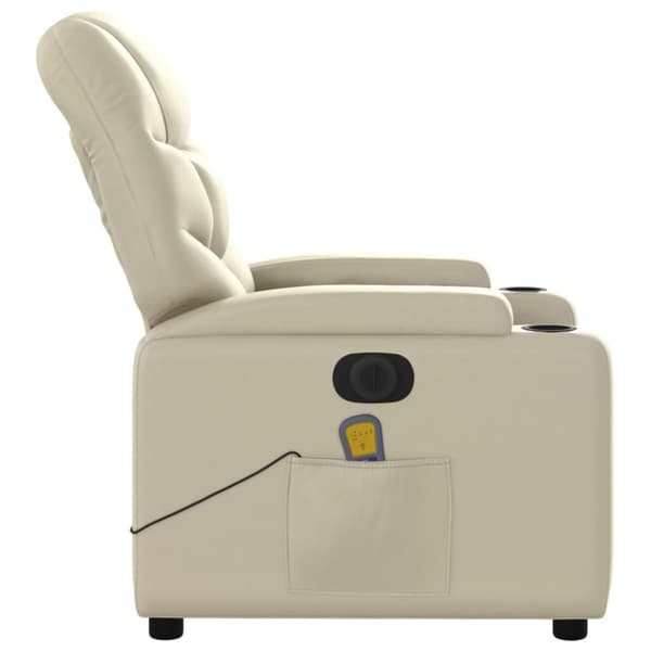 Elektrisk massagefåtölj gräddvit konstläder