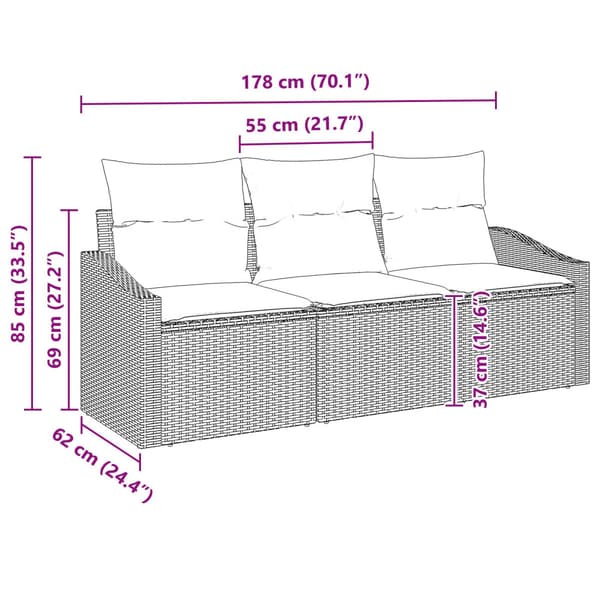 Soffset med kudde 3 pcs Grå konstrotting