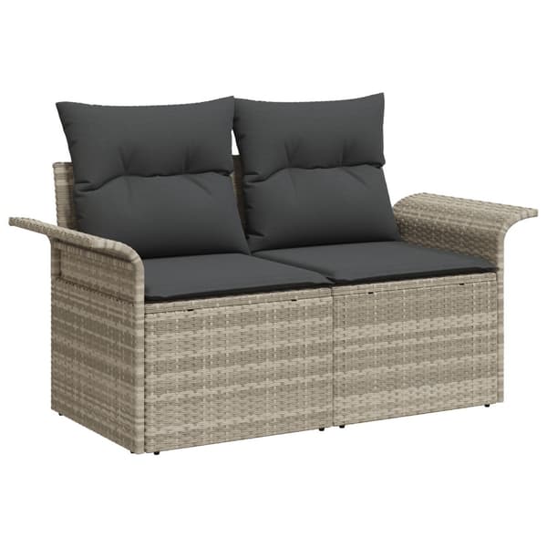 Trädgårdsoffset med kudde 6 pcs Ljusgrå Poly rattan