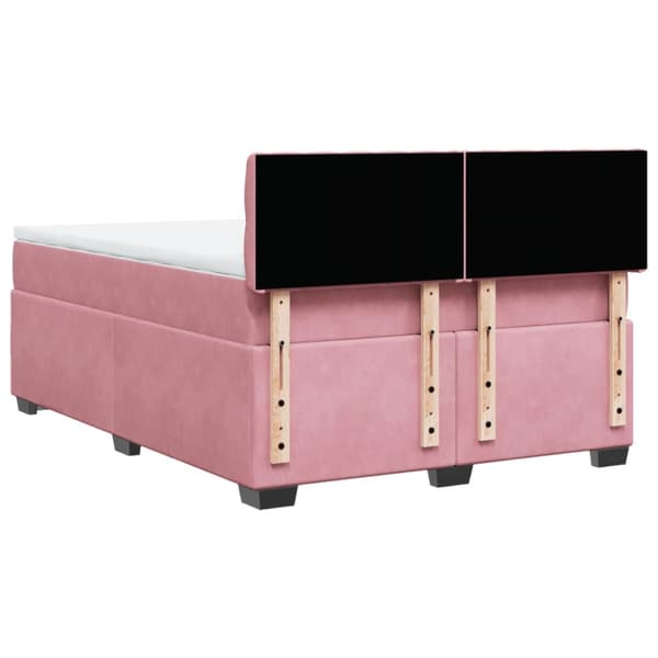 Ramsäng med madrass rosa 140x190 cm sammet