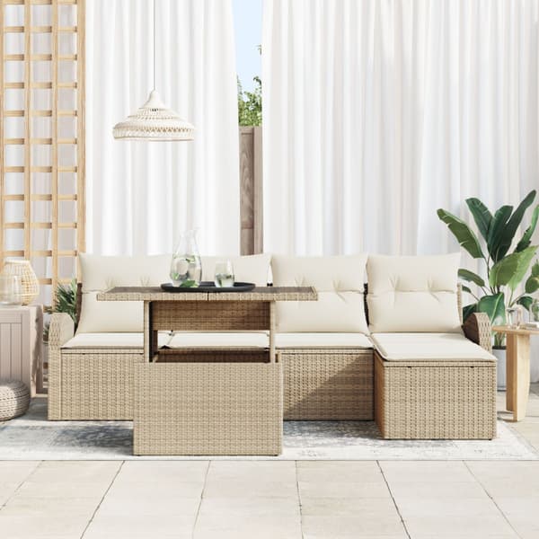 Trädgårdsoffset 6 st Beige konstrotting