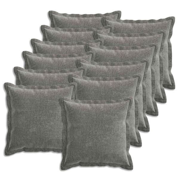 Kuddöverdrag 12 st HOUTEN Mörkgrå 45 x 45 cm Chenilletyg