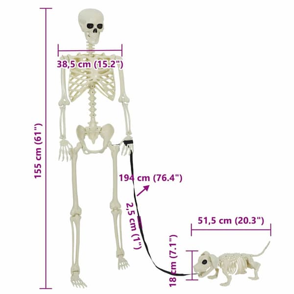 Halloween Dekorations Skelett 2 pcs Vit Polypropylen