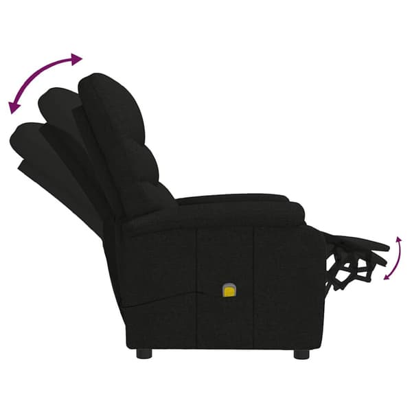 Massagefåtölj svart tyg