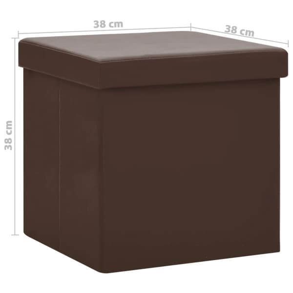Hopfällbara förvaringspallar 2 st brun PVC