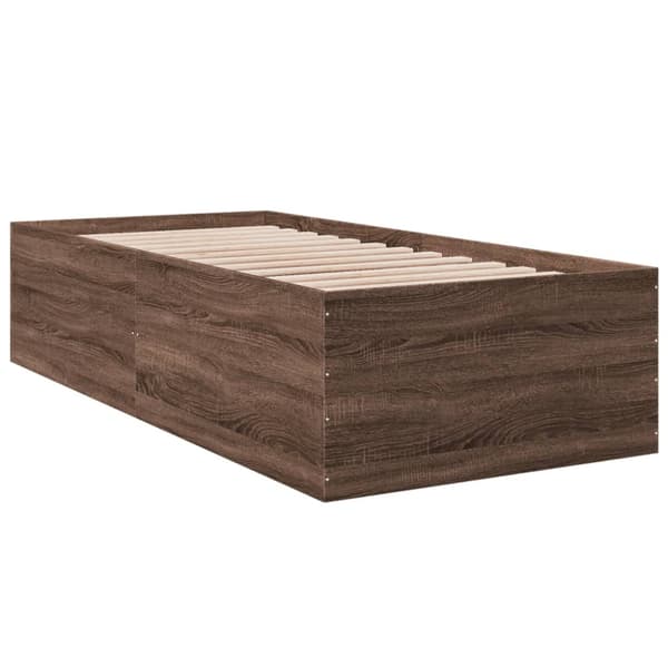 Sängram brun ek 75x190 cm konstruerad trä