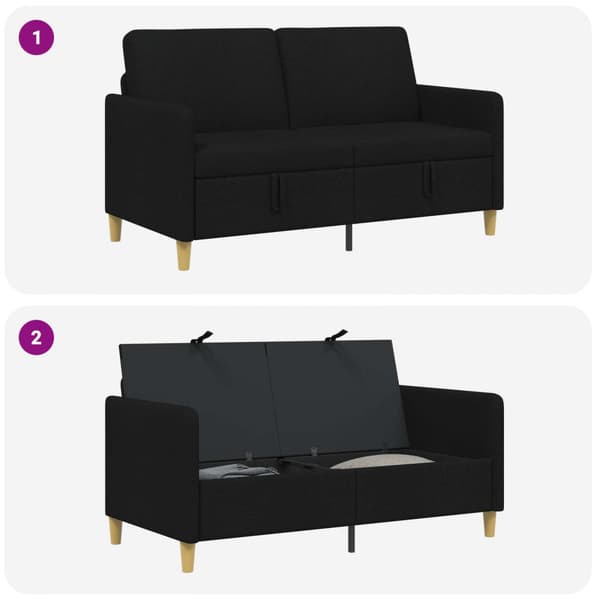 Soffa med förvaring Svart 152 x 78 x 87 cm Polyester