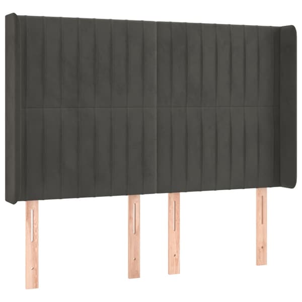 Ramsäng med madrass & LED mörkgrå 140x200 cm sammet