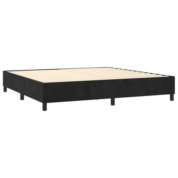 Ramsäng med madrass svart 200x200 cm sammet
