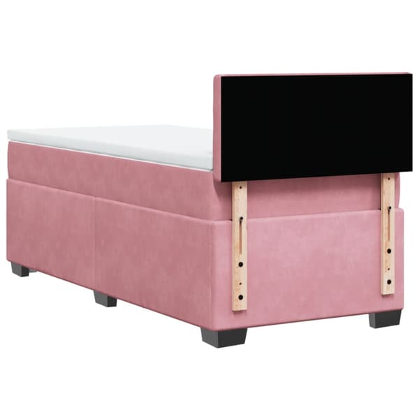 Ramsäng med madrass rosa 90x200 cm sammet
