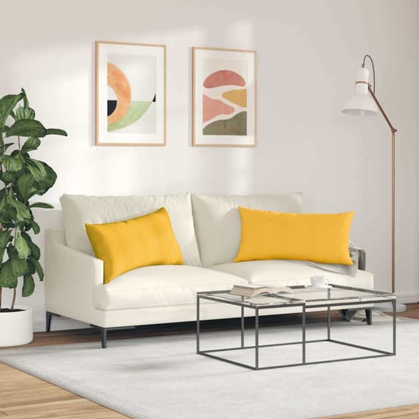 Sofakuddar 2 pcs Ljusgul 80 x 40 cm Kordread tyg