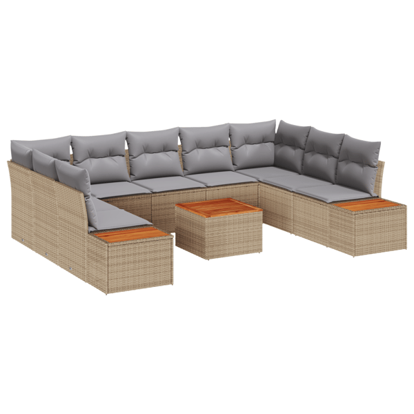 Trädgårdsoffset med kudde 5 pcs Beige och Ljusgrå Polyrattan