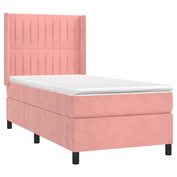Ramsäng med madrass rosa 90x200 cm sammet