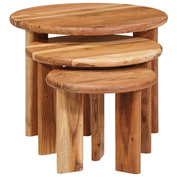 Nesting Kaffe Bord 3 pcs Brun Massivt Akaciaträ