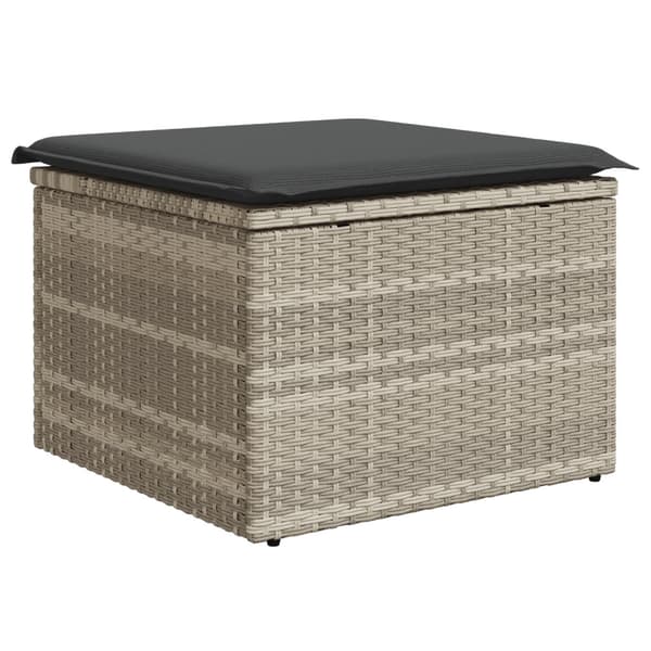 Trädgårdsoffset med kudde 9 pcs Ljusgrå Poly rattan