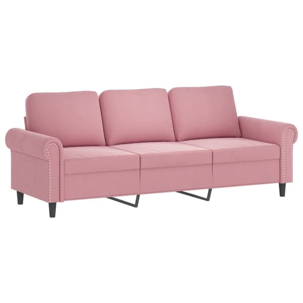 Soffgrupp med dynor 3 delar rosa sammet