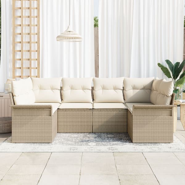 Trädgårdsoffset 6 st Beige konstrotting