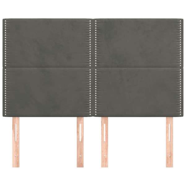Sänggavel mörkgrå 144x5x118/128 cm sammet