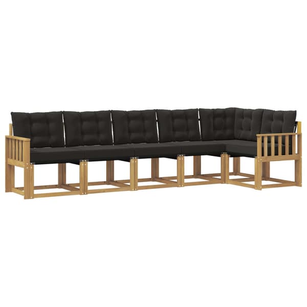 Utomhussoffset med kudde 6 pcs Vit och svart