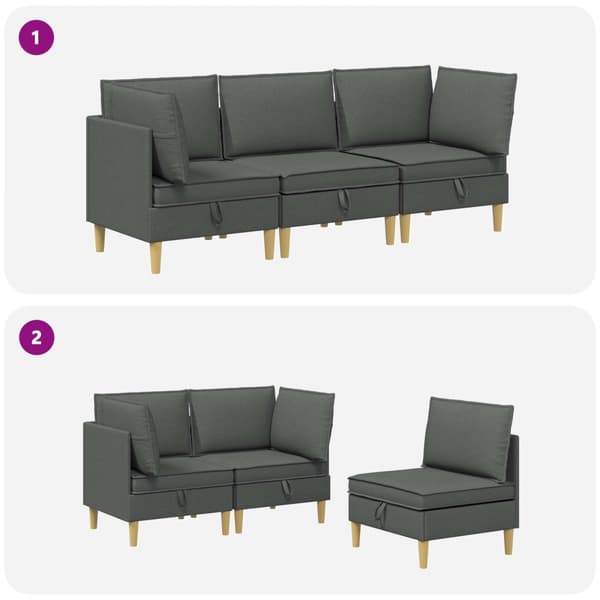 Möbelset för vardagsrummet med kudde 3 pcs Mörkgrå Tyg