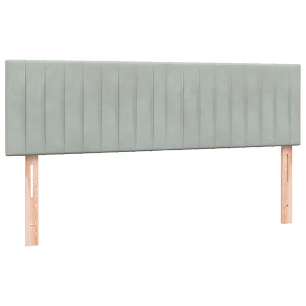 Ramsäng med madrass ljusgrå 160x210 cm sammet