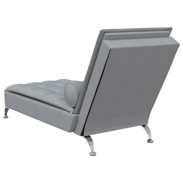 Massageschäslong med bolster ljusgrå tyg