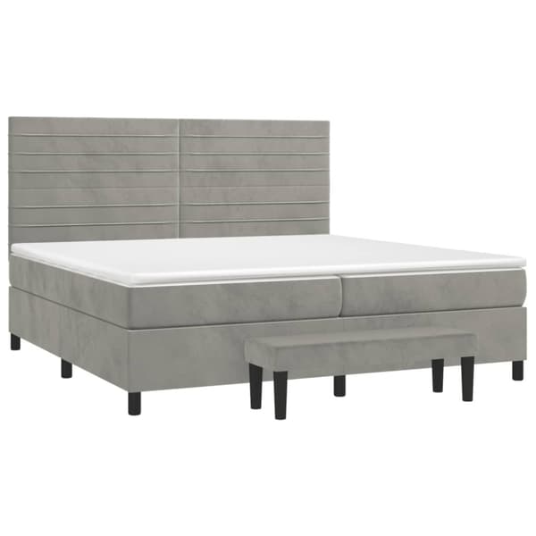 Ramsäng med madrass ljusgrå 200x200 cm sammet