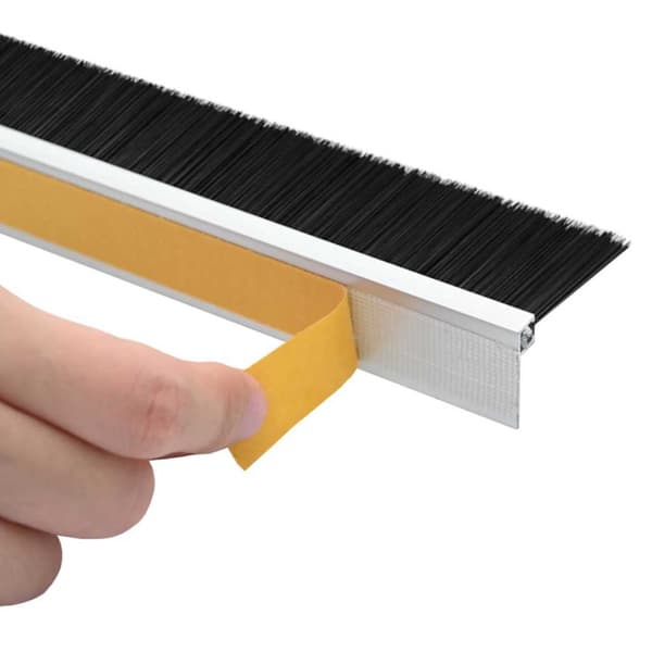 Självhäftande dörrborstlist 12 pcs Silver 100 cm