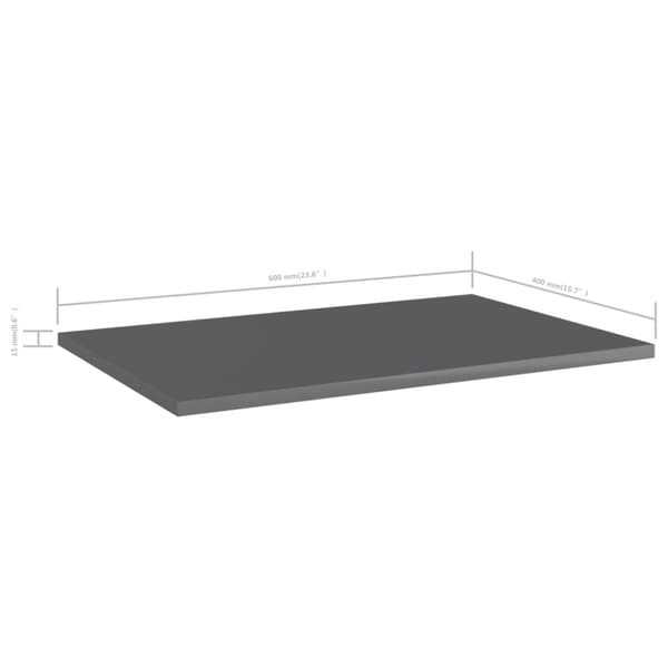 Hyllplan 8 st grå högglans 60x40x1,5 cm konstruerat trä
