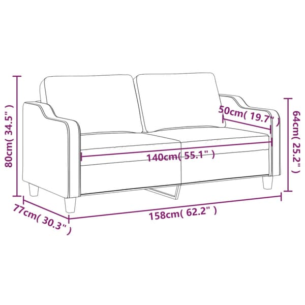 2-sitssoffa svart 140 cm tyg