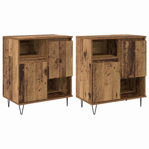 Sideboard 2 pcs Gammalt trä 60 x 35 x 70 cm