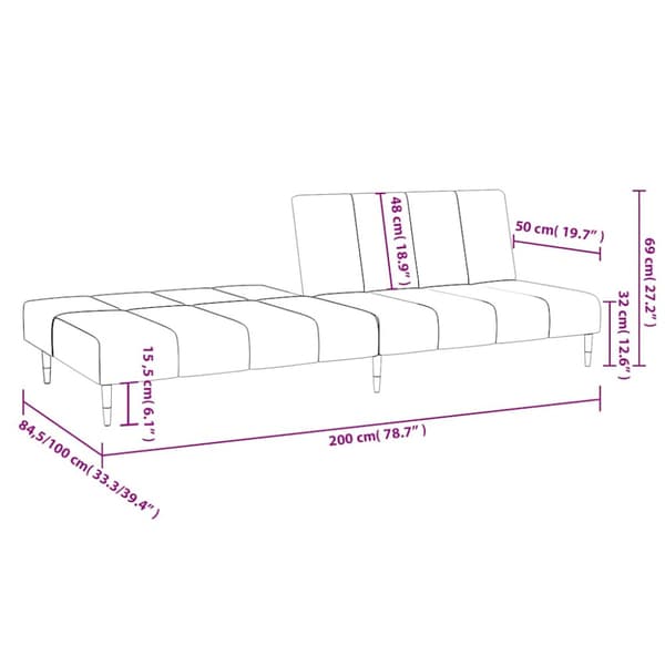 Bäddsoffa 2-sits rosa sammet