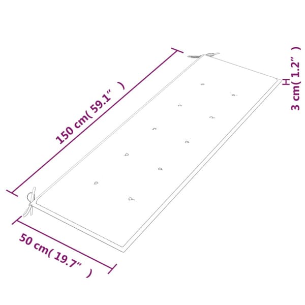 Bataviabänk med grå dyna 150 cm massiv teak