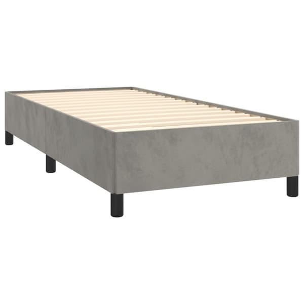 Ramsäng med madrass ljusgrå 80x200 cm sammet