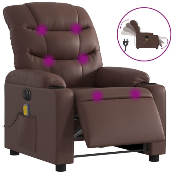Elektrisk massagefåtölj brun konstläder