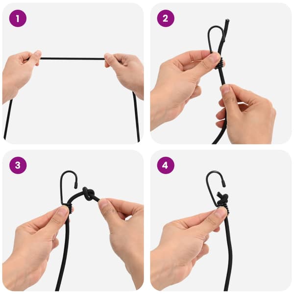 Bungee-rep med krokar 4 mm Svart PP och gummi