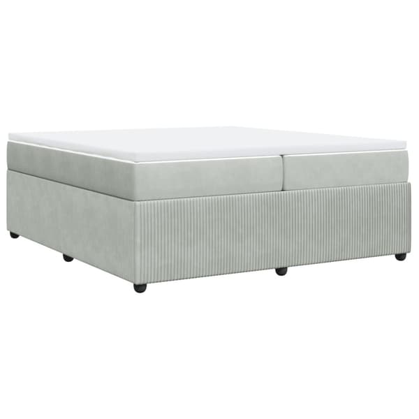 Ramsäng med madrass ljusgrå 200x200 cm sammet
