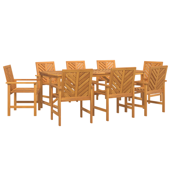 Trädgårdsmöbelset 9 pcs Brun Massivt Akaciaträ