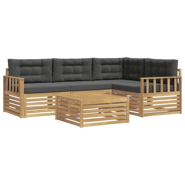 Utomhussoffset med kudde 6 pcs Vit och antracit Polyester