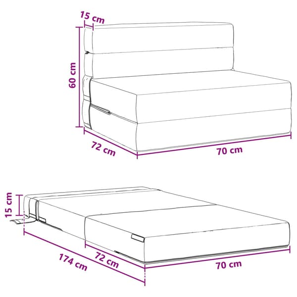 Fällbar Soffbed Röd orange 70 x 72 x 60 cm Tyg