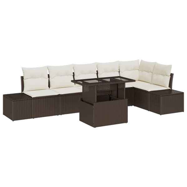 Trädgårdsoffset med lagring 7 pcs Brun Poly rattan