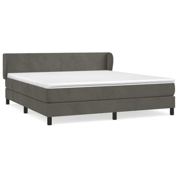 Ramsäng med madrass mörkgrå 160x200 cm sammet