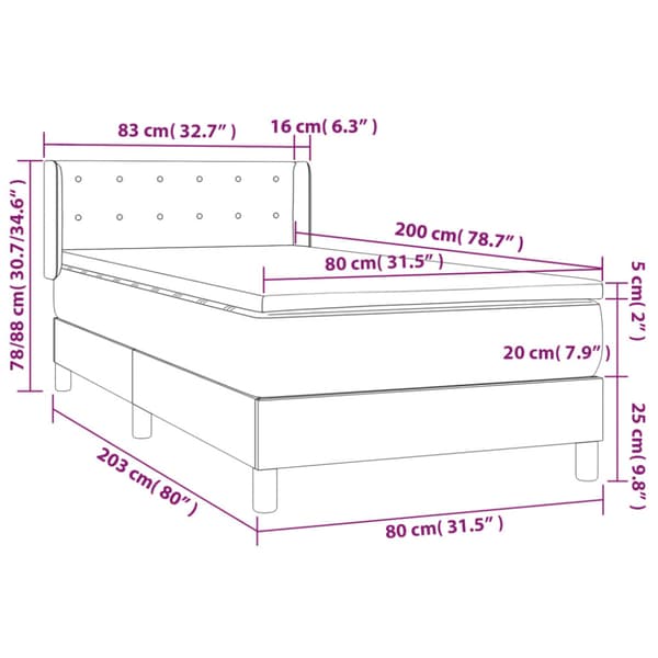 Ramsäng med madrass ljusgrå 80x200 cm tyg