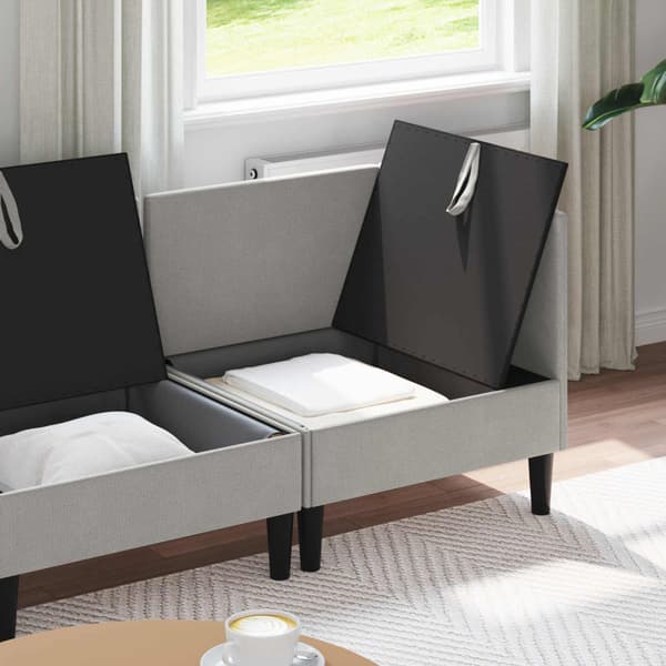 Möbelset för vardagsrummet 4 pcs Ljusgrå Tyg