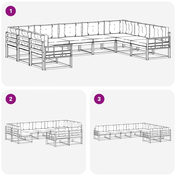 Utomhussoffset med kudde 9 pcs Vit och antracit