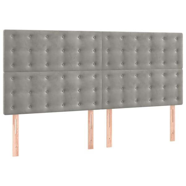Ramsäng med madrass ljusgrå 160x200 cm sammet