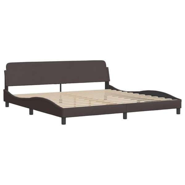Bed Frame without Mattress "Hanko" Dark Brown 200x200cm Fabric