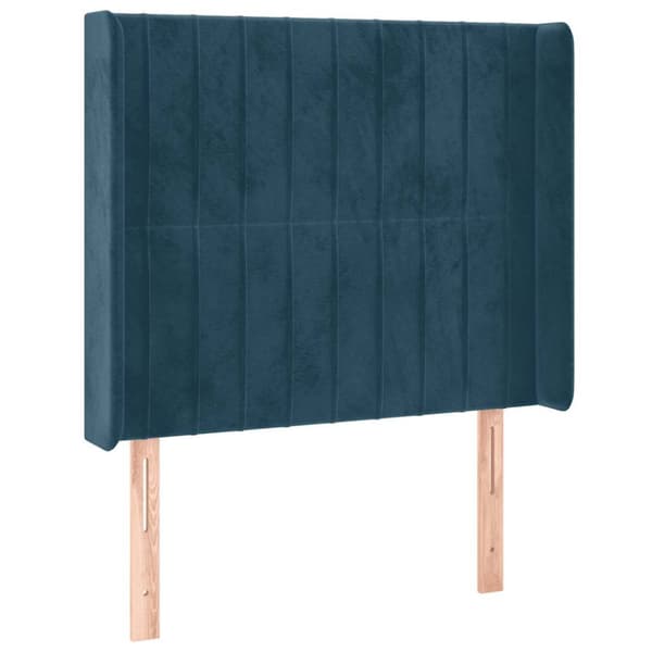 Ramsäng med madrass & LED mörkblå 100x200 cm sammet